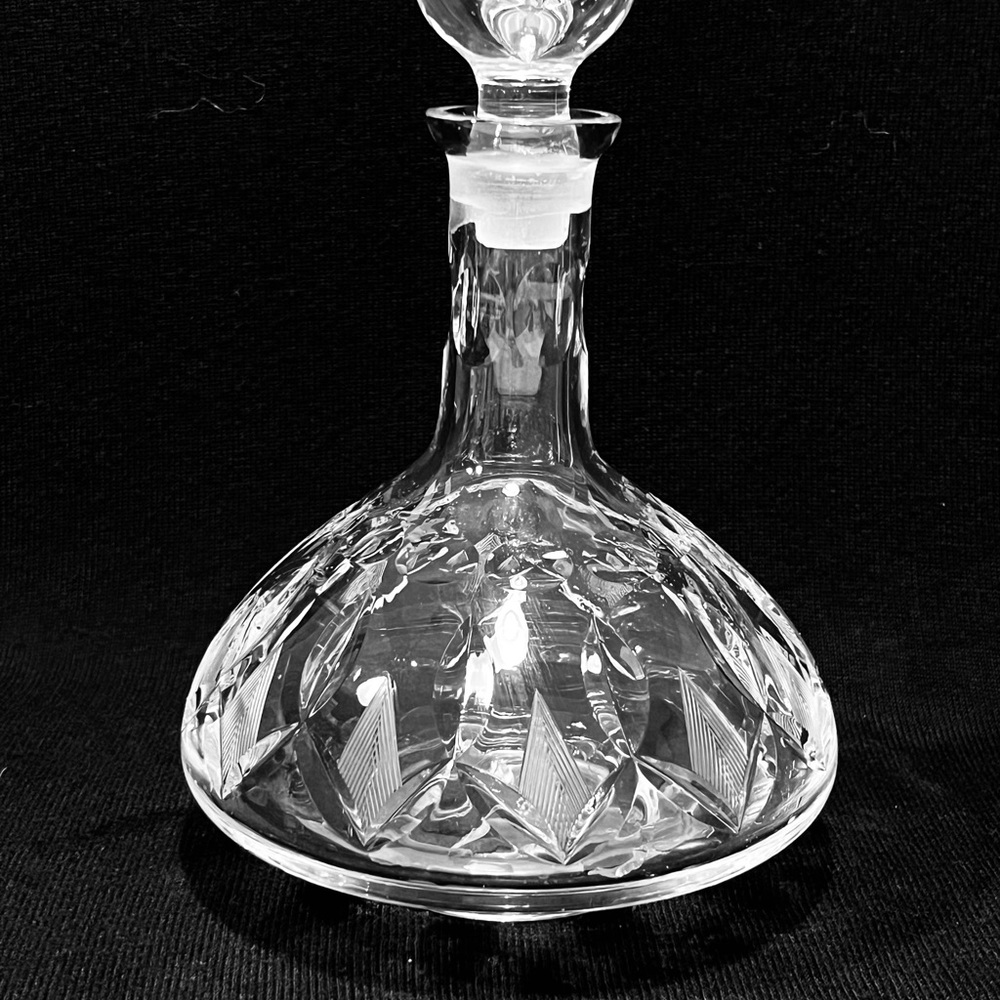 Vintage Atlantis Crystal Cut Decanter with Stopper 8”